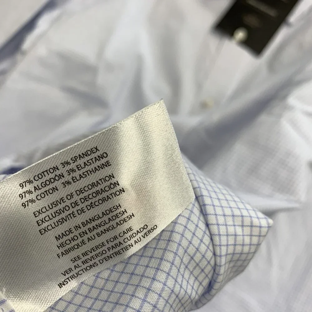 Banana Republic Men's L Slim Fit Stretch Poplin Shirt Blue Checkered  G1859